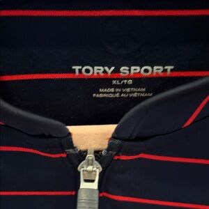 Tory Burch Navy and Red Long Sleeve Top